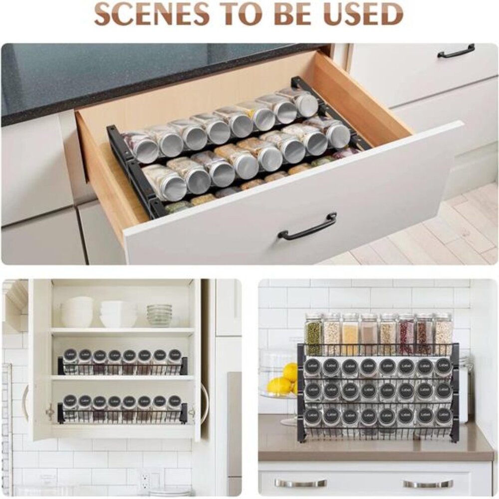 4 Tier Stackable Seasoning Rack Organizer, Detachable Countertop Spice Jar Rack - Picture 6 of 7